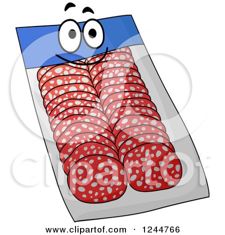 Clipart of a Package of Salami Character - Royalty Free Vector Illustration by Vector Tradition SM