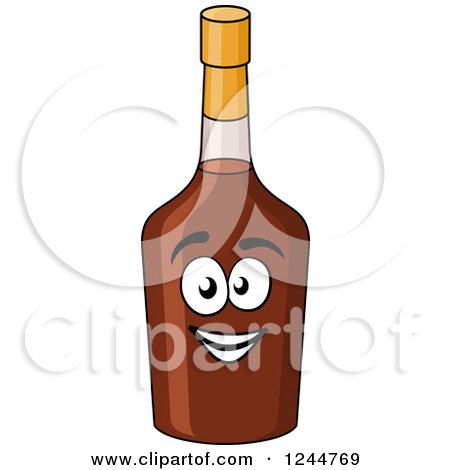 Clipart of a Happy Bottle of Alcohol - Royalty Free Vector Illustration by Vector Tradition SM