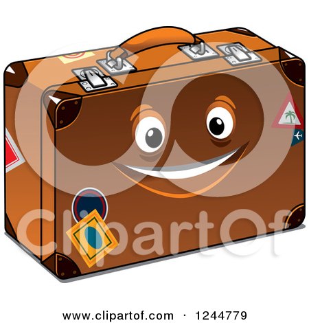 Clipart of a Happy Suitcase Character - Royalty Free Vector Illustration by Vector Tradition SM