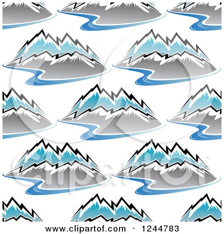 Clipart of a Seamless Pattern Background of Rivers and Mountains - Royalty Free Vector Illustration by Vector Tradition SM