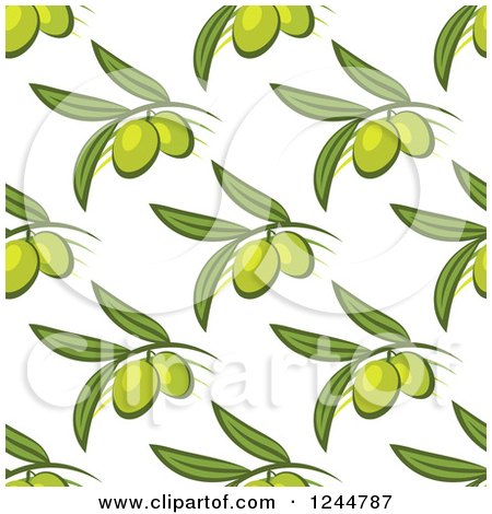 Clipart of a Seamless Pattern Background of Green Olives - Royalty Free Vector Illustration by Vector Tradition SM