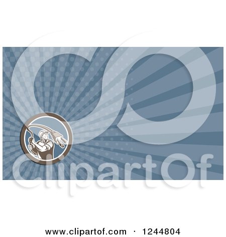Clipart of a Blue Ray Electrician Background or Business Card Design - Royalty Free Illustration by patrimonio