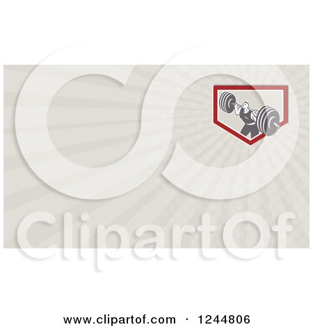Clipart of a Bodybuilder Background or Business Card Design - Royalty Free Illustration by patrimonio