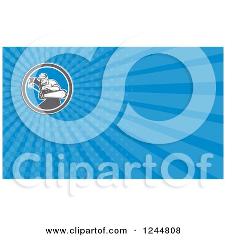 Clipart of a Blue Ray Arborist Background or Business Card Design - Royalty Free Illustration by patrimonio