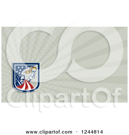 Clipart of an American Patriot and Torch Background or Business Card Design - Royalty Free Illustration by patrimonio