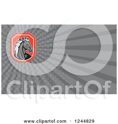 Clipart of a Gray Ray Horse Background or Business Card Design - Royalty Free Illustration by patrimonio
