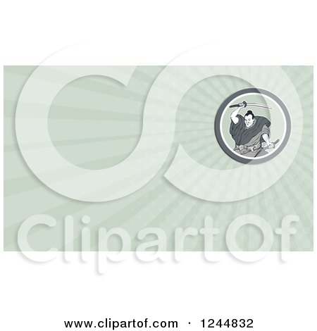 Clipart of a Samurai Background or Business Card Design - Royalty Free Illustration by patrimonio