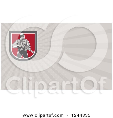 Clipart of a Gray Ray Soldier Background or Business Card Design - Royalty Free Illustration by patrimonio