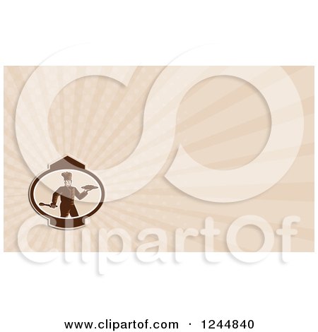 Clipart of a Chef Background or Business Card Design - Royalty Free Illustration by patrimonio