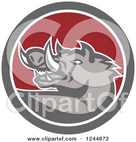 Clipart of a Retro Wild Boar Pig in a Circle - Royalty Free Vector Illustration by patrimonio