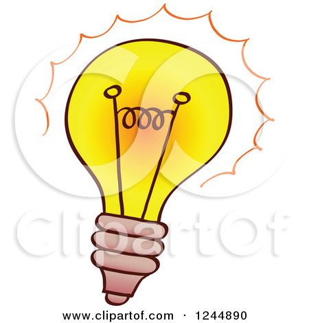 Clipart of a Bright Light Bulb - Royalty Free Vector Illustration by Zooco
