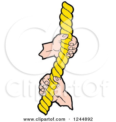 Clipart of Yellow Rope and Hands - Royalty Free Vector Illustration by Johnny Sajem