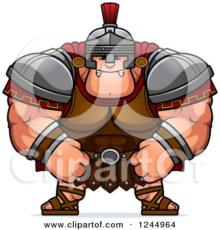Clipart of a Mad Brute Muscular Centurion - Royalty Free Vector Illustration by Cory Thoman