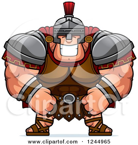 Clipart of a Brute Muscular Centurion Grinning - Royalty Free Vector Illustration by Cory Thoman