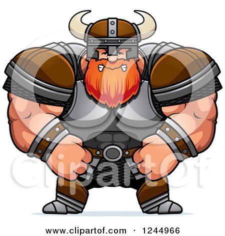 Clipart of a Mad Brute Muscular Viking - Royalty Free Vector Illustration by Cory Thoman