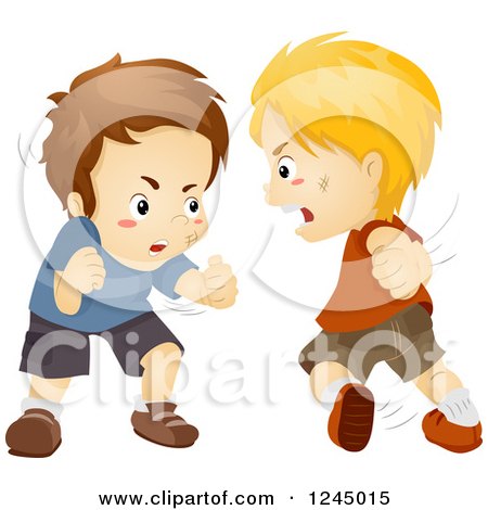 Clipart of Angry Boys Fighting - Royalty Free Vector Illustration by BNP Design Studio