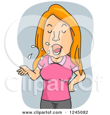 Clipart of a Talkative Red Haired Woman with a Motor Mouth - Royalty Free Vector Illustration by BNP Design Studio