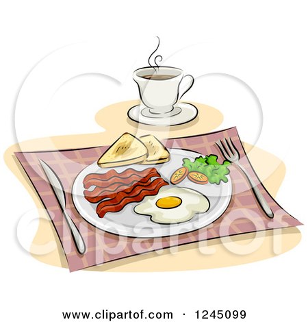 Clipart of an English Breakfast with Coffee - Royalty Free Vector Illustration by BNP Design Studio