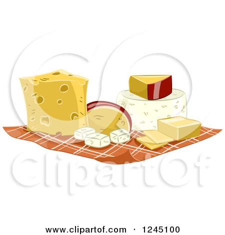Clipart of Cheeses on a Cloth Napkin - Royalty Free Vector Illustration by BNP Design Studio
