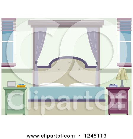Clipart of a Pastel Bedroom - Royalty Free Vector Illustration by BNP Design Studio