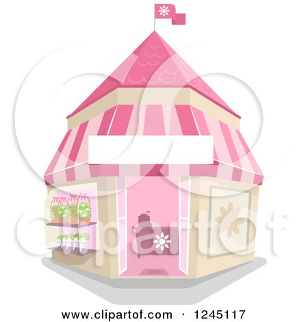 Clipart of a Pink Whimsical Flower Shop - Royalty Free Vector Illustration by BNP Design Studio