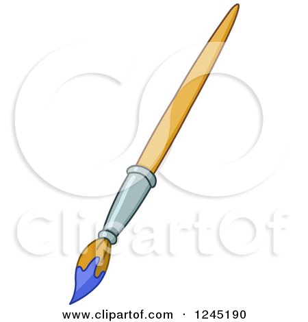 Clipart of a Brush with Blue Paint - Royalty Free Vector Illustration by yayayoyo