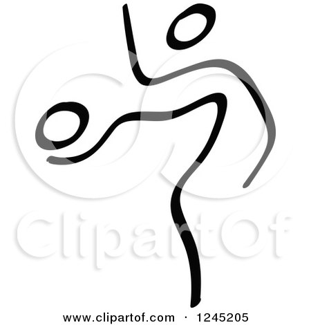 Clipart of a Black Stick Man Stopping a Soccer Ball with a Top Foot Move - Royalty Free Vector Illustration by Zooco