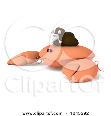 Clipart of a 3d Sad Pirate Crab Facing Left - Royalty Free Illustration by Julos