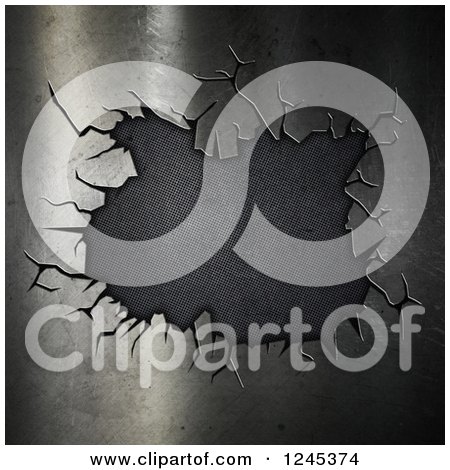 Clipart of a 3d Background of Cracking Metal - Royalty Free Illustration by KJ Pargeter
