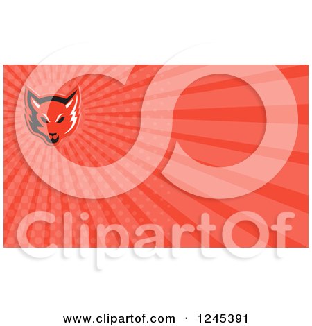 Clipart of a Red Ray Fox Background or Business Card Design - Royalty Free Illustration by patrimonio