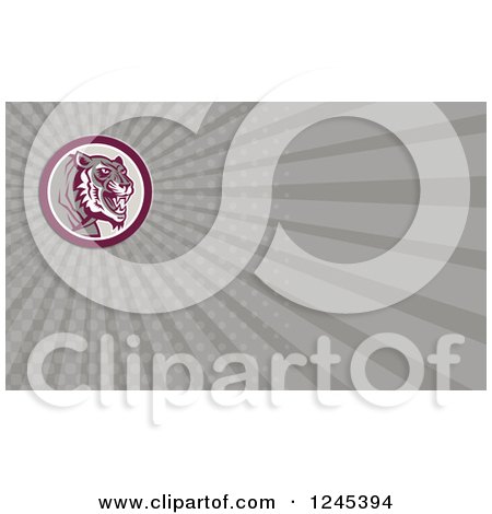 Clipart of a Gray Ray Tiger Background or Business Card Design - Royalty Free Illustration by patrimonio