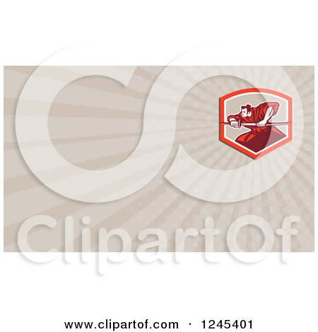 Clipart of a Ray Samurai Background or Business Card Design - Royalty Free Illustration by patrimonio