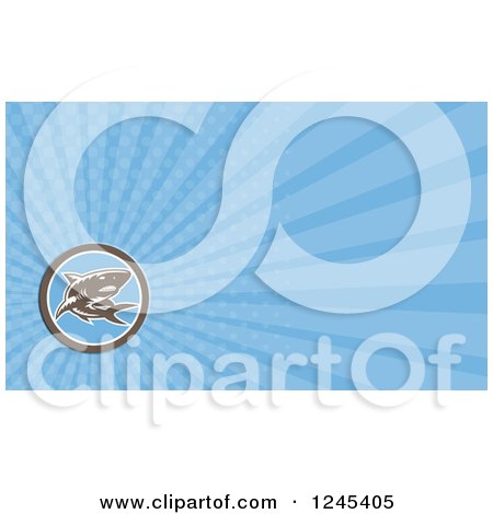 Clipart of a Blue Ray Shark Background or Business Card Design - Royalty Free Illustration by patrimonio