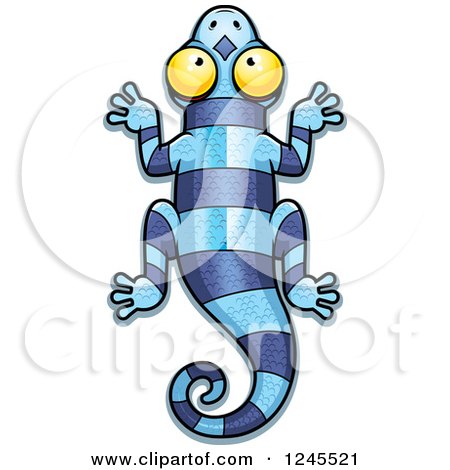 Clipart of a Striped Blue Chameleon Lizard - Royalty Free Vector Illustration by Cory Thoman