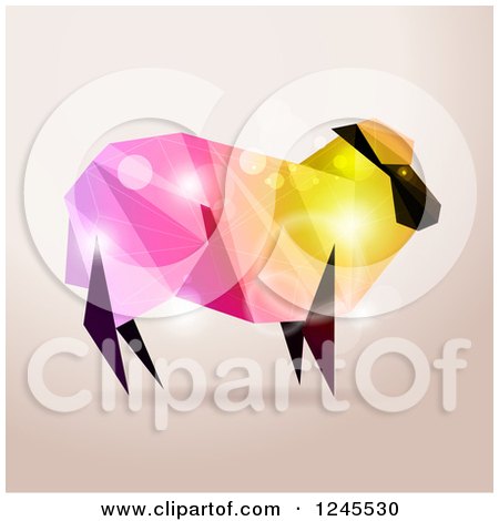 Clipart of a Colorful Geometric Sheep with Flares - Royalty Free Vector Illustration by Eugene