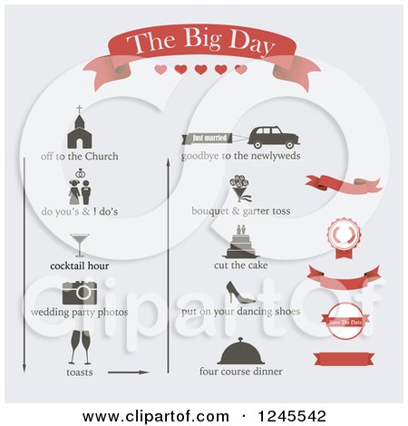 Clipart of Wedding Event Design Elements - Royalty Free Vector Illustration by Eugene