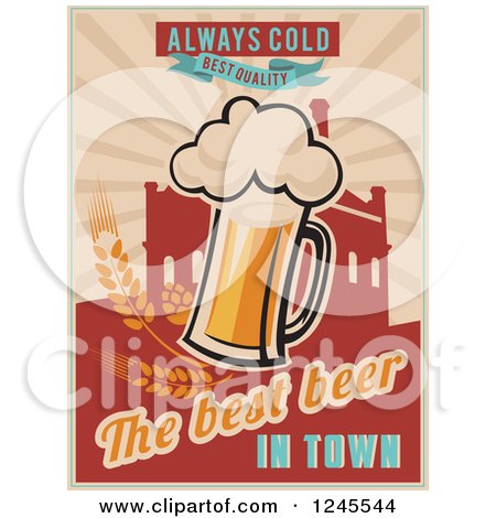 Clipart of a Always Cold Best Quality the Best Beer in Town Background - Royalty Free Vector Illustration by Eugene