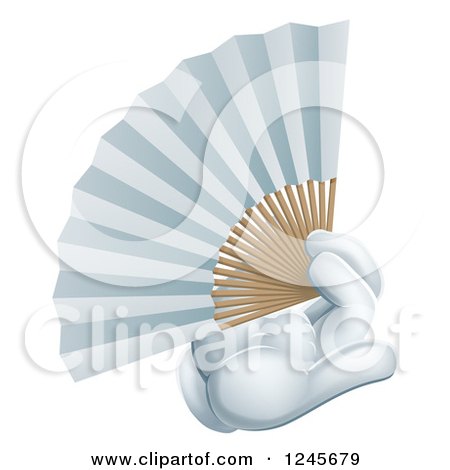 Clipart of a Cartoon Gloved Hand Holding a Chinese Fan - Royalty Free Vector Illustration by AtStockIllustration