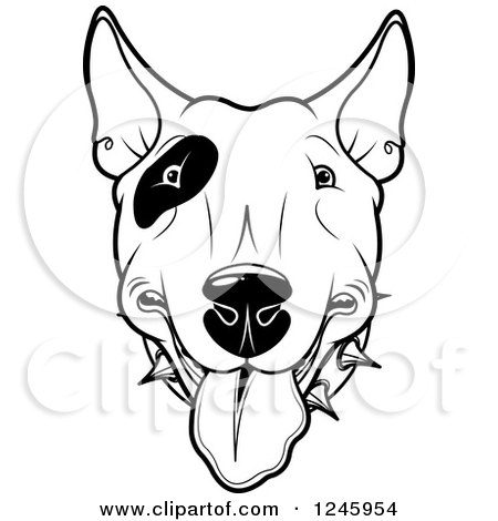 Clipart of a Black and White Bull Terrier Dog Face - Royalty Free Vector Illustration by Pushkin