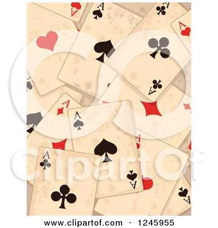 Clipart of a Distressed Grungy Background of Ace Playing Cards - Royalty Free Vector Illustration by Pushkin