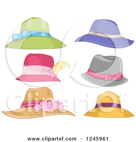 Clipart of Ladies Hats - Royalty Free Vector Illustration by BNP Design Studio