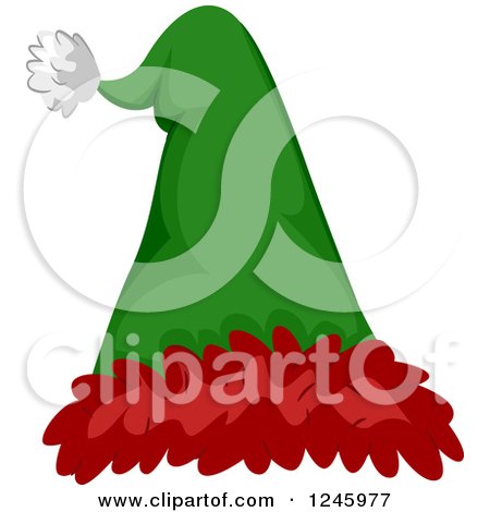 Clipart of a Red and Green Santa or Elf Hat - Royalty Free Vector Illustration by BNP Design Studio
