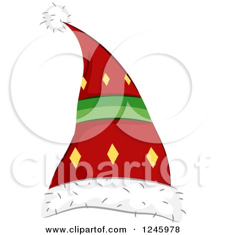 Clipart of a Santa or Elf Hat with Diamonds - Royalty Free Vector Illustration by BNP Design Studio