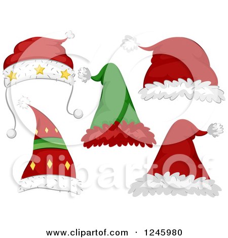 Clipart of Santa and Elf Hats - Royalty Free Vector Illustration by BNP Design Studio