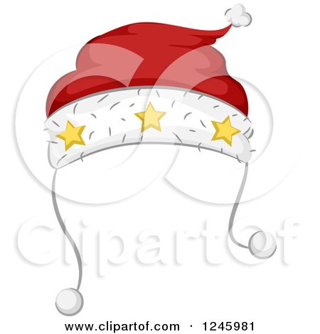 Clipart of a Red and White Santa Hat with Stars - Royalty Free Vector Illustration by BNP Design Studio
