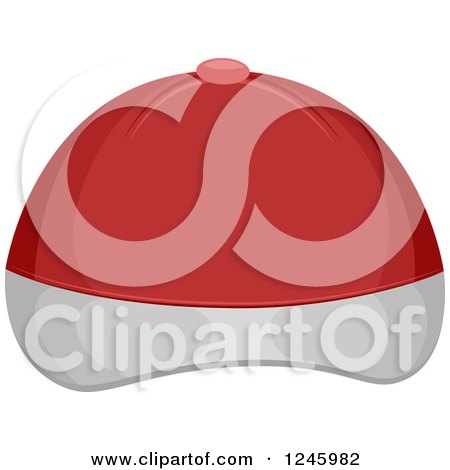 Clipart of a Red and White Baseball Cap - Royalty Free Vector Illustration by BNP Design Studio