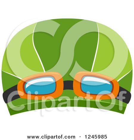 Clipart of a Swimming Cap with Goggles - Royalty Free Vector Illustration by BNP Design Studio