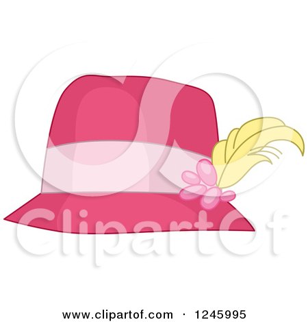 Clipart of a Ladies Pink Hat with a Feather Plume - Royalty Free Vector Illustration by BNP Design Studio