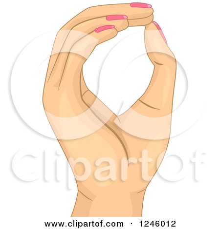 Clipart of a Caucasian Woman's Hand Gesturing Zero - Royalty Free Vector Illustration by BNP Design Studio