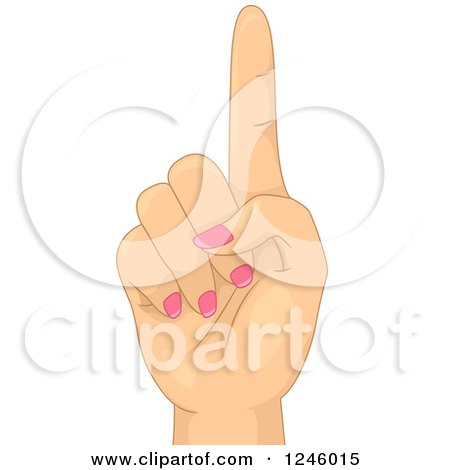 Clipart of a Caucasian Woman's Hand Holding up One Finger - Royalty Free Vector Illustration by BNP Design Studio